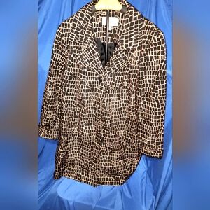 Relativity Women's Size XL Black-Tan Pattern Rain Coat